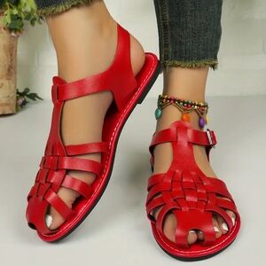 Red Strappy Sandals